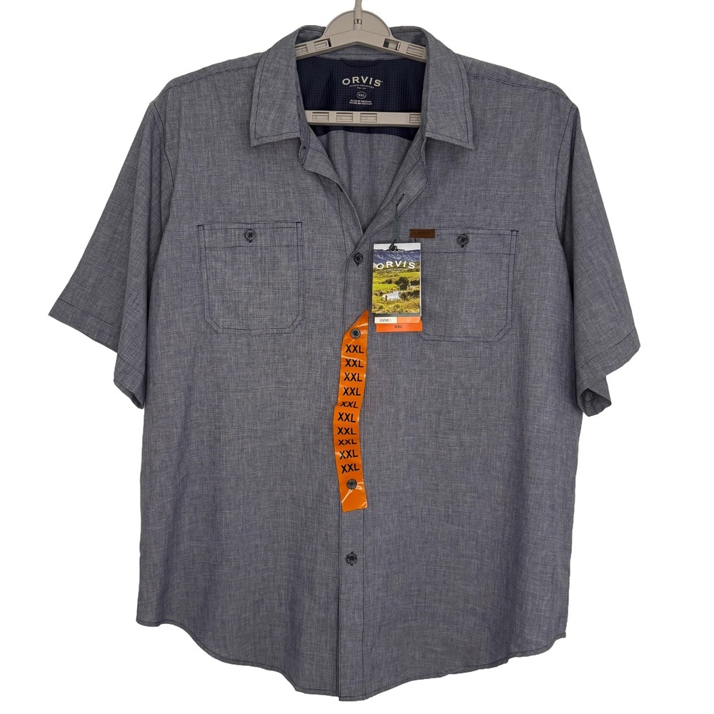 Orvis Short Sleeve Tech Shirt Mens XXL Blue NWT Quick Dry UPF 30+